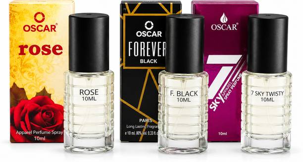OSCAR PERFUME PACK OF 3 ROSE FOREVERBLACK AND 7 SKY SPRAY PERFUME 10ML EACH Perfume  -  30 ml