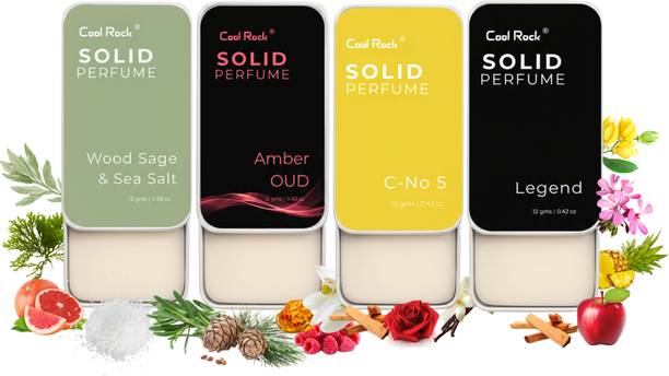 Cool Rock Wax Perfume | Solid Perfume |Long Lasting | Easy to use | 12ml Each Eau de Parfum - 48 ml