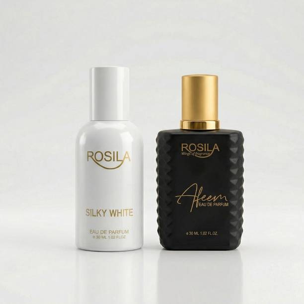 ROSILA Silky White & Afeem Black Long Lasting Scent 30ml*2 Blueberry & Patchouli Notes Eau de Parfum  -  60 ml