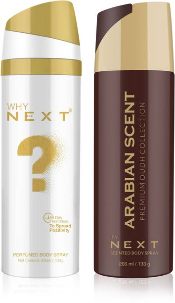 NEXT Premium Why+Arabian Scent 200ml Each| Long Lasting Fragrance|Travel Friendly Perfume  -  400 ml
