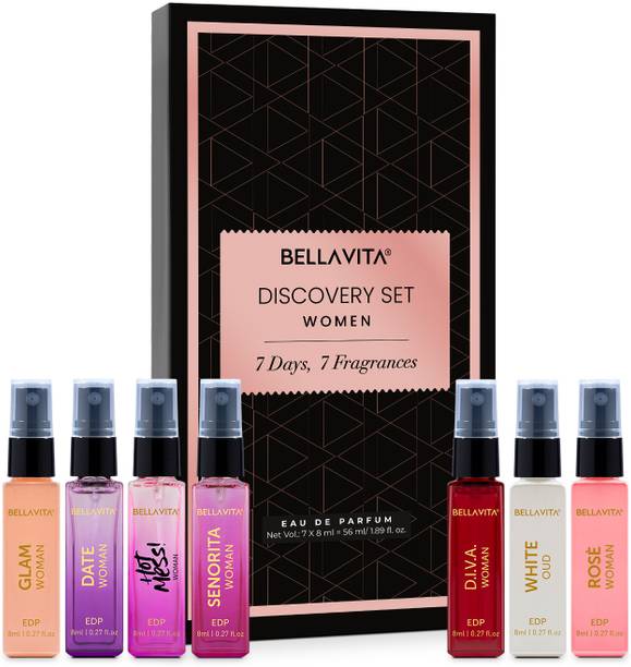 BELLAVITA Discovery Perfume Gift Set for Women|7x8ML|Long Lasting Fragrances| Eau de Parfum  -  56 ml