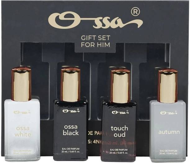 OSSA Perfumes Gift Set For Him - OssaWhite, Autumn, Touch Oud, OssaBlack (Pack of 4) Eau de Parfum  -  80 ml