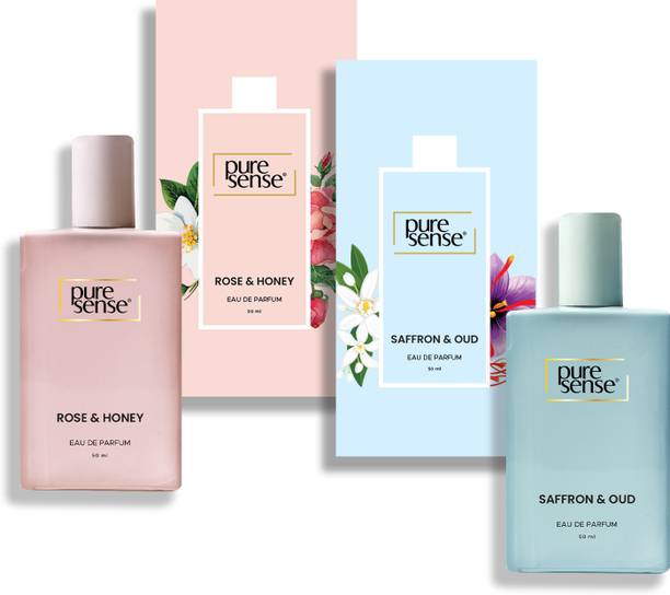 पुरेसेंस Saffron Oud + Rose Honey Perfume Gift Set Pack of (2x50ml) Long Lasting Eau de Parfum  -  100 ml