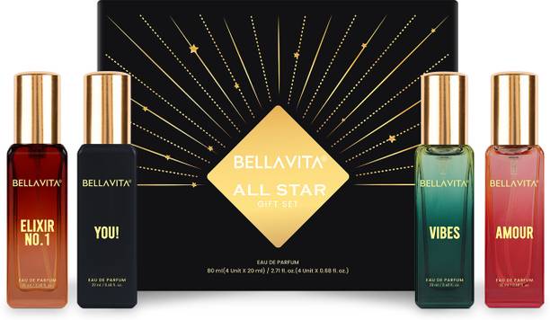 बेलावीटा ALL STAR Perfume Gift Set|4x20ml|Long Lasting Fragrances|Fresh & Woody Notes| Eau de Parfum  -  80 ml