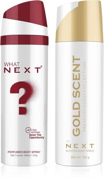 NEXT Premium What+Gold Scent 200ml Each|Long Lasting Fragrance|Travel Friendly|Fresh Perfume  -  400 ml