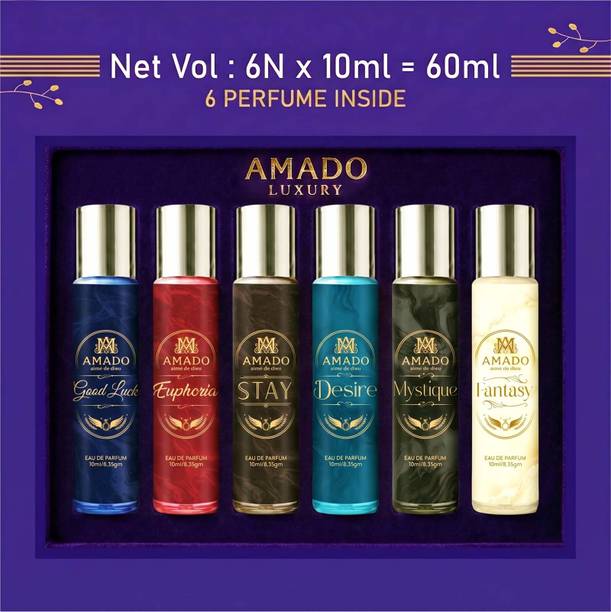 Amado 6 Perfume Bottles - 10ml Each | Long-Lasting Luxurious Scents Eau de Parfum - 60 ml