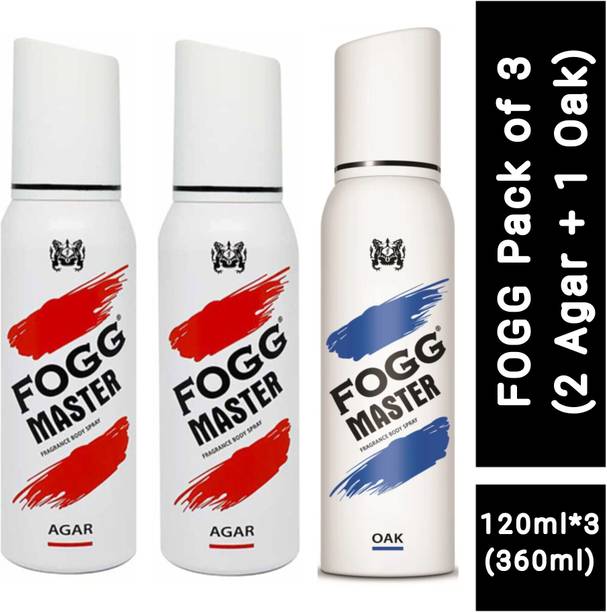 FOGG 2 Agar and 1 Oak No Gas Perfume Deodorant Spray(Pack of 3) Perfume - 360 ml