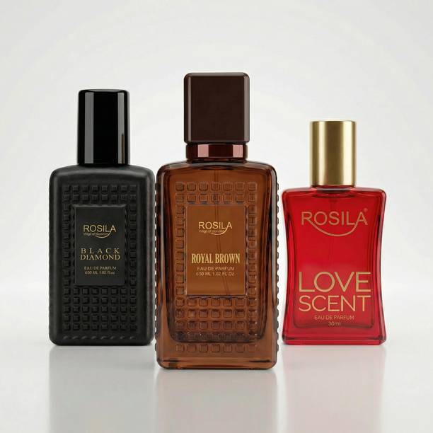 ROSILA Intense Blend Trio-Black Diamond ,Royal brown & Love Scent Luxury Scent 30mlx3 Eau de Parfum  -  90 ml