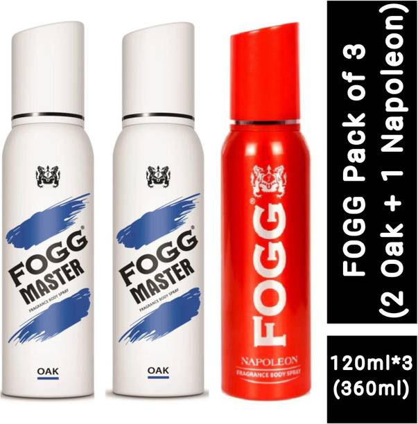 FOGG 2 Oak and 1 Napoleon No Gas Perfume Deodorant Spray(Pack of 3) Perfume  -  360 ml