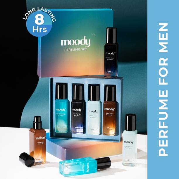 मूडी Set Of 4 For men|Long-lasting fragrances|Travel Friendly |Combo Pack Eau de Parfum  -  80 ml