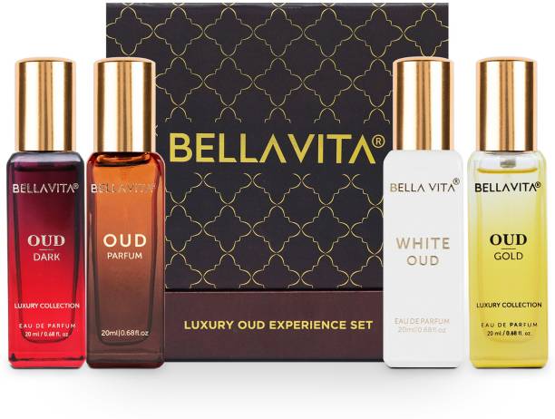 Bella vita organic Luxury OUD Experience Perfume Gift Set|4x20 ml|Long Lasting Fragrance| Eau de Parfum  -  80 ml