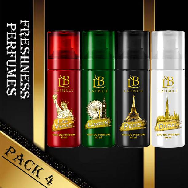 Latibule Long-lasting Unisex fragrances Lasvegas+Dubai+Peris+London Combo Eau de Parfum  -  240 ml