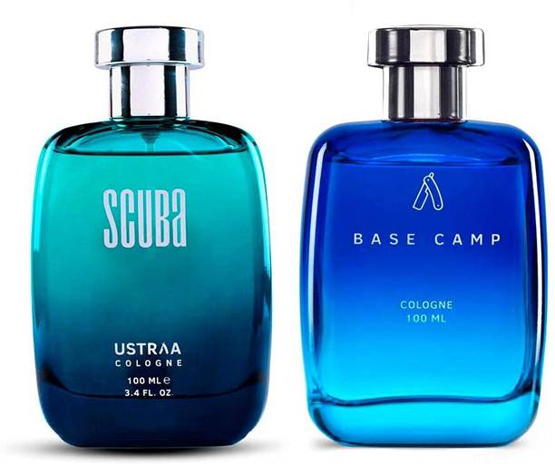 USTRAA Scuba Cologne - 100 ml & Base Camp Cologne - 100 ml - Perfume for Men Eau de Cologne  -  200 ml