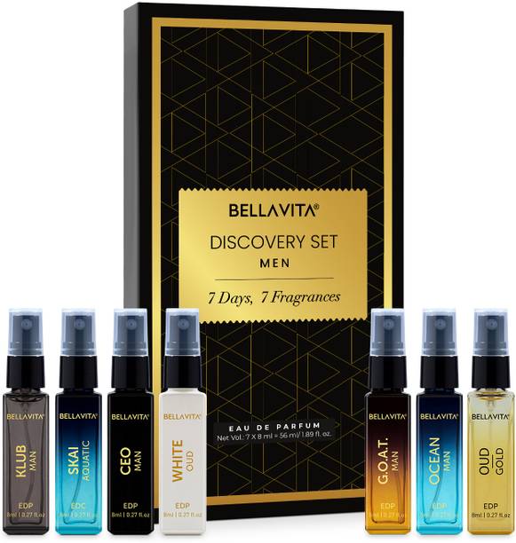BELLAVITA Discovery Perfume Gift Set for Men|7x8ML|Long Lasting Fragrances| Eau de Parfum  -  56 ml