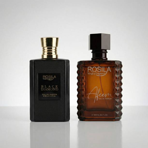 ROSILA Black Diamond & Afeem Brown Long Lasting Perfume 100ml*2-Amber & Vetiver Notes Eau de Parfum  -  200 ml