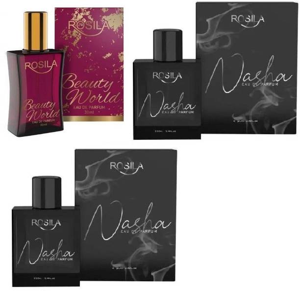 ROSILA 2 NASHA & 1 BEAUTY WORLD PERFUME ,30ML EACH, PACK OF 3. Eau de Parfum  -  90 ml