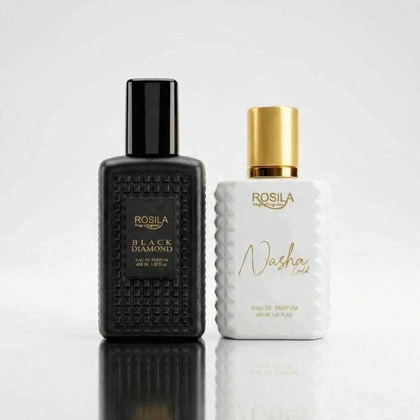 ROSILA Black Diamond & Nasha gold Long Lasting Perfume 30ml*2 | Amber & Vanilla Notes | Eau de Parfum  -  60 ml