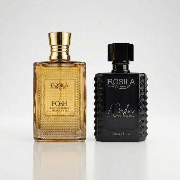 ROSILA Posh & Nasha Black Long Lasting Perfume 100ml*2 With Citrus & Smoky Notes Eau de Parfum  -  200 ml