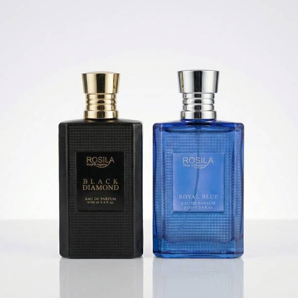 ROSILA Black Diamond & Royal Blue Long Lasting Perfume 100ml*2- Amber & Aquatic Notes Eau de Parfum  -  200 ml