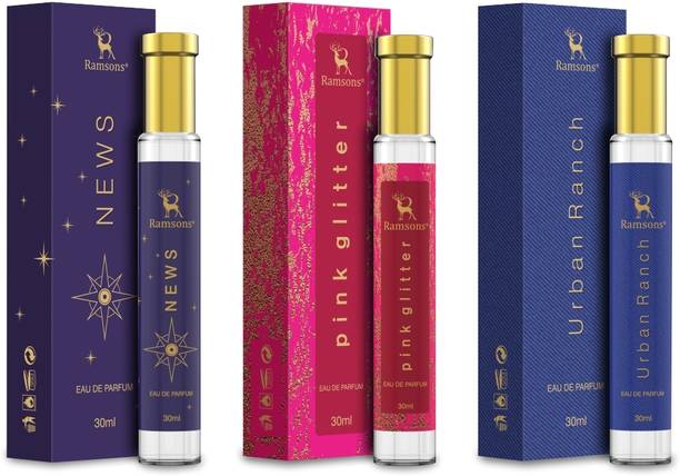 RAMSONS Urban Ranch, Pink Glitter & NEWS EDP Combo Pack of 3 (30ml x 3) Eau de Parfum  -  90 ml