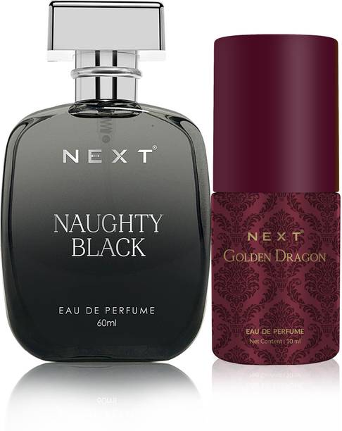 NEXT Naughty Black Perfume 60ml with Golden Dragon 10ml (Pack of 2) Long Lasting Eau de Parfum  -  70 ml