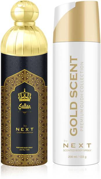 NEXT Premium Sultan+Gold Scent200ml Each| Long Lasting Fragrance |Travel Friendly Perfume  -  400 ml