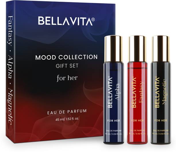 बेलावीटा MOOD COLLECTION Perfume Gift Set for Her|3x15ml|Long Lasting Fragrances| Eau de Parfum  -  45 ml