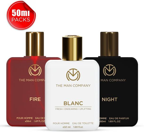 THE MAN COMPANY Fire, Night and Blanc Perfume Combo 3 x 50ml | Long-Lasting Fragrance Perfume  -  150 ml