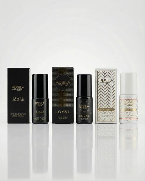 ROSILA Black Diamond, Loyal & Silky White Long Lasting Perfume Set (Pack of 3) Eau de Parfum - 30 ml