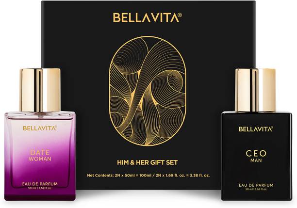 BELLAVITA CEO Man & DATE Woman Perfume Gift Set|2x50ML|Long Lasting Fragrances| Eau de Parfum  -  100 ml