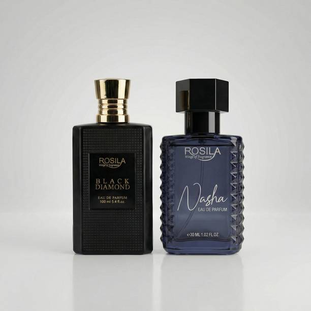 ROSILA Black Diamond 100ml & Nasha Black 30ml Perfume-Luxury & Long Lasting Scent PO2 Eau de Parfum  -  130 ml
