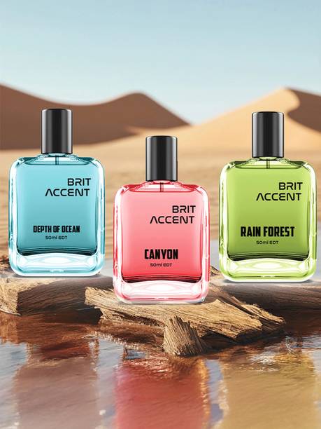 BRIT ACCENT Combo Pack of 3|Depth Of Ocean-RainForest-Canyon|Parfum|Long-Lasting|Premium| Eau de Toilette  -  150 ml