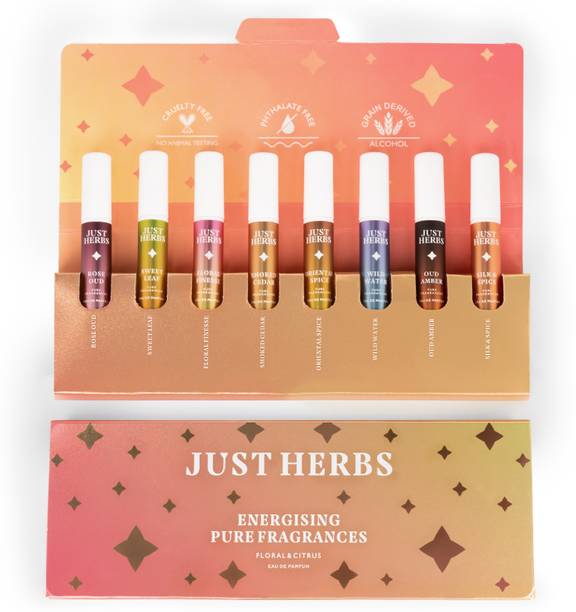 Just Herbs Energising Pure Fragrances Floral & Citrus Set of 8 EDP Eau de Parfum  -  24 ml