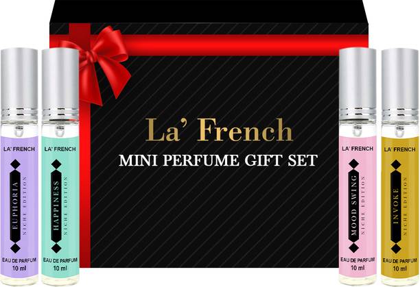 La French Mood Mini Perfume Gift Set for Men 4 X 10 ml | Premium Long Lasting Luxury Scent Eau de Parfum  -  40 ml