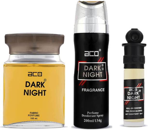 aco Dark Night combo Set Of 3 with 200ml Deo 100ml Perfume& 8ml Attar For Men& Women Perfume  -  308 ml