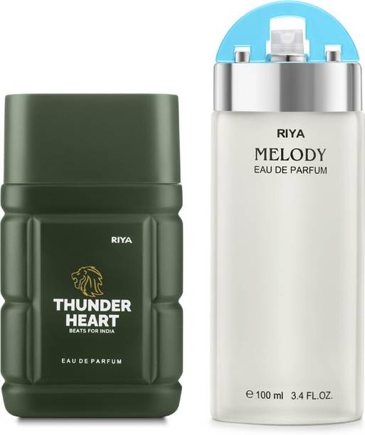 RIYA Thunder Heart Green for Men & Melody Sea Green Perfume for Women | Pack Of 2 Eau de Parfum  -  200 ml