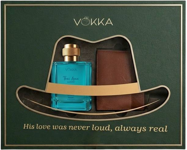 VOKKA Luxury Gift Set | Anniversary Birthday Gifts | Premium Wallet & Thai Aqua Eau de Parfum  -  100 ml
