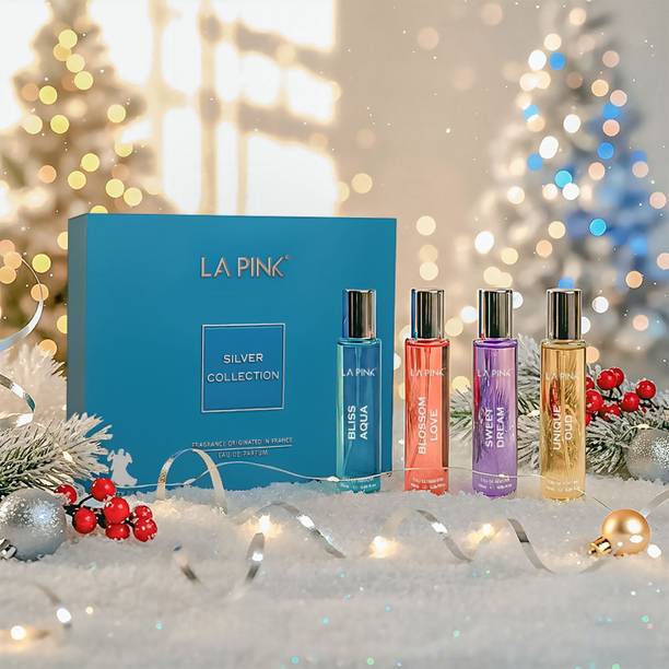 La Pink Diwali Special Silver Collection EDP Perfume Gift Set Long-Lasting (25ml x 4) Perfume  -  100 ml
