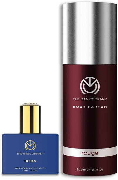 THE MAN COMPANY Luxury Perfume Set with Rouge, Ocean for Men | Premium Luxury Long Lasting Fragrance | Premium Spray | Body Perfume for Men | No Gas Deodorant Perfume  -  150 ml