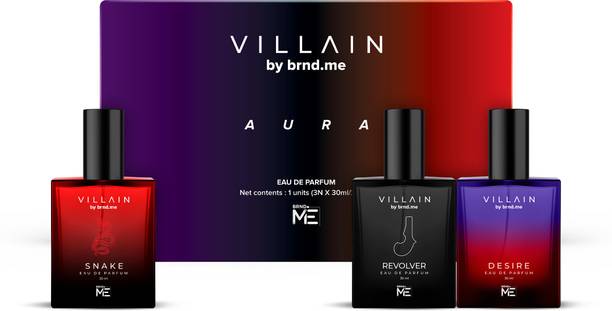 VILLAIN Aura 3 x 30 ml Luxury Gift Hamper Pocket Perfume I Long Lasting Fragrance Eau de Parfum  -  90 ml
