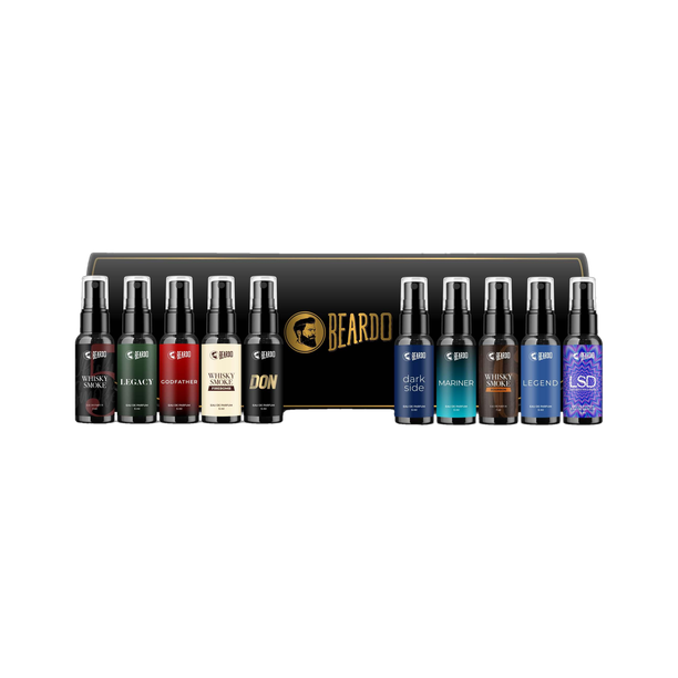 BEARDO Perfume Trial Kit | Gift Set for Men | Strong Long Lasting Fragrances |10 x 5 ml Eau de Parfum  -  50 ml