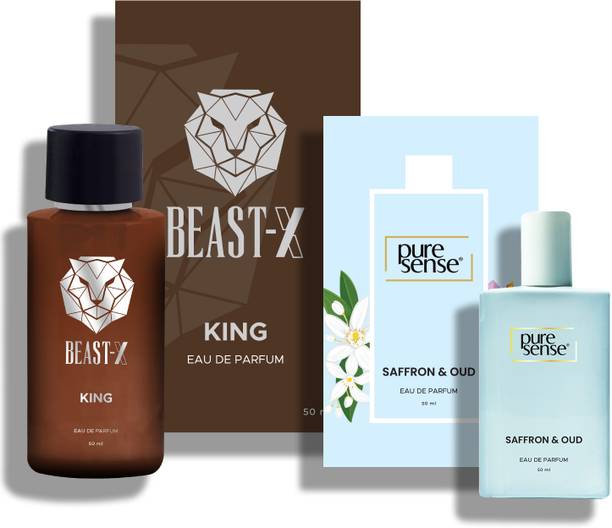 पुरेसेंस Saffron Oud+King Perfume Gift Set (2x50ml) Premium Luxury Long Lasting Fragrance Eau de Parfum  -  100 ml