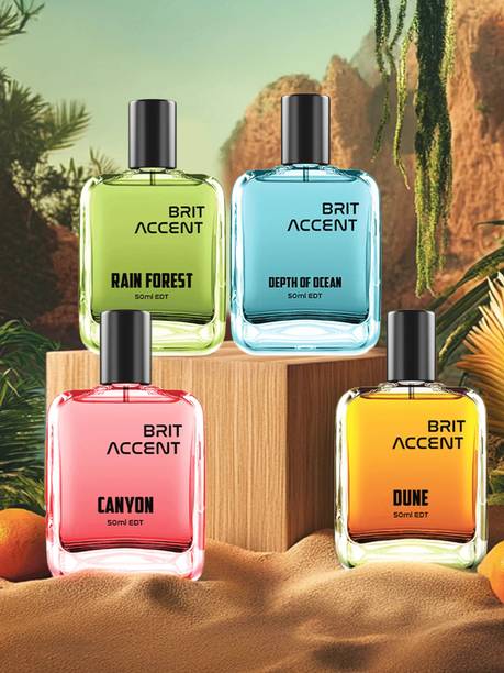 BRIT ACCENT Combo Pack Of 4|Depth Of Ocean-Dune-Canyon-RainForest|Parfum|Long-Lasting| Eau de Toilette  -  200 ml