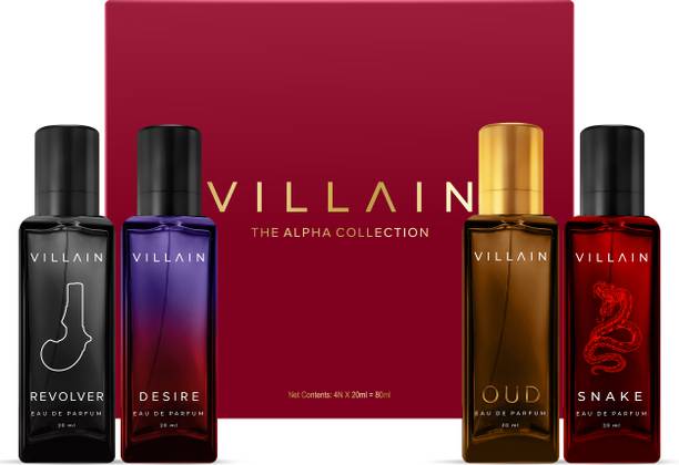 VILLAIN Alpha Collection Perfume Gift Set for Him I 4x20ml|Long Lasting Fragrances Eau de Parfum  -  80 ml