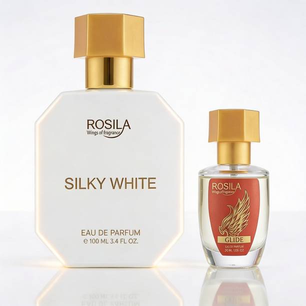 ROSILA Silky White 100ml & Glide 30ml Perfume-Premium & Long Lasting Scent Combo of 2 Eau de Parfum  -  130 ml
