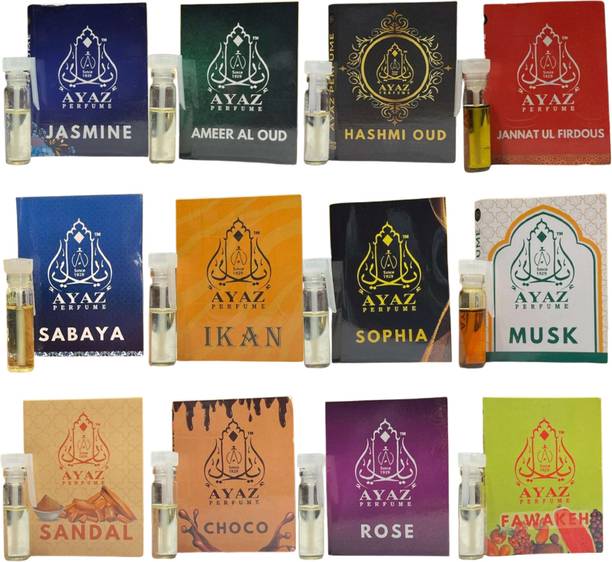 आयाज़ Perfume Super Pack Long-Lasting Alcohol-Free Attar 12 Pcs 1ML each Combo Pack Eau de Toilette  -  12 ml