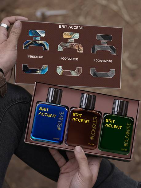 BRIT ACCENT |Grandeur Premium Collection Gift Set|3 X 50 ML|#Believe #Conquer,#Dominate| Extrait De Parfum  -  150 ml