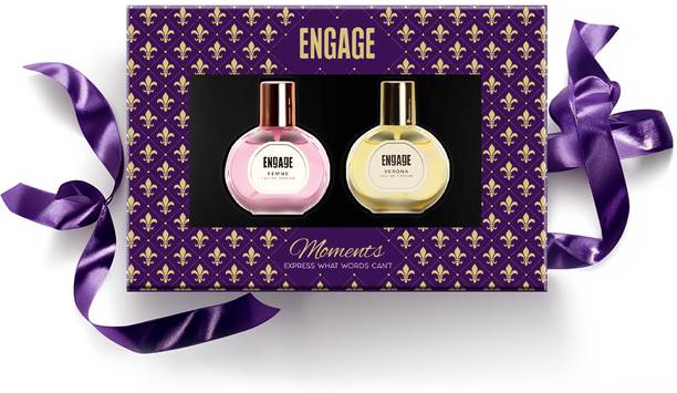 एंगेज Gift Set Moments Perfume, Long Lasting Fragrance, Wedding Hamper by ITC (50mlx2) Eau de Parfum  -  100 ml