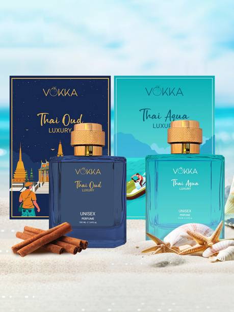 VOKKA Thai Oud & Thai Aqua 100 ml Each Luxury Long Lasting EDP Fragrance For Gift Eau de Parfum - 100 ml