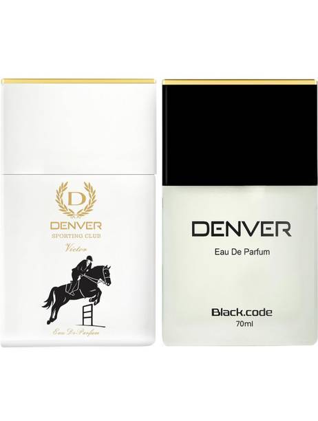 DENVER Black Code & Victor Perfume EDP|Premium, Strong & Long Lasting (70 x 2) Eau de Parfum  -  140 ml